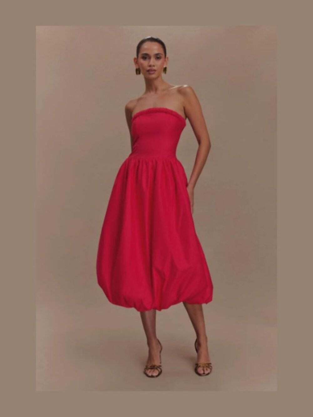 Bubble Hem Pink Meshki Midi Dress